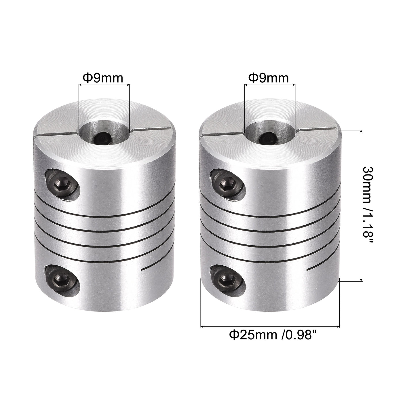 uxcell Uxcell Motor Shaft 9mm to 9mm Helical Beam Coupler Coupling 25mm Dia 30mm Length