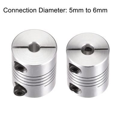 Harfington Uxcell 2PCS Motor Shaft 5mm to 6mm Helical Beam Coupler Coupling 25mm Dia 30mm Length