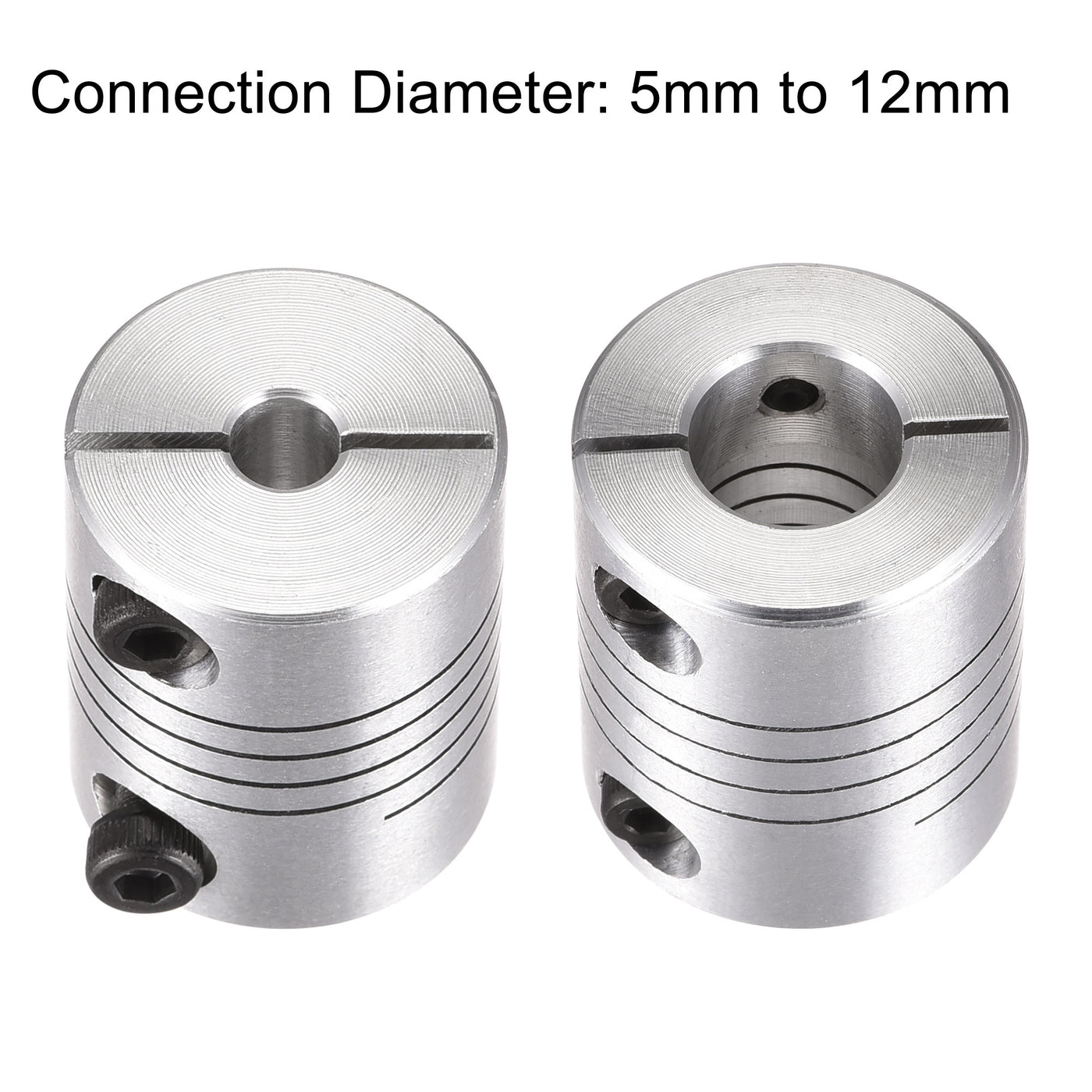 uxcell Uxcell 2PCS Motor Shaft 5mm to 12mm Helical Beam Coupler Coupling 25mm Dia 30mm Length