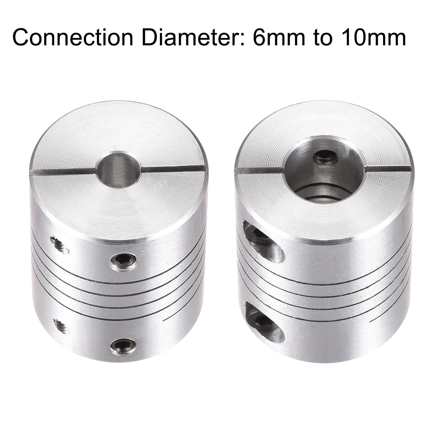 uxcell Uxcell 2PCS Motor Shaft 6mm to 10mm Helical Beam Coupler Coupling 25mm Dia 30mm Length