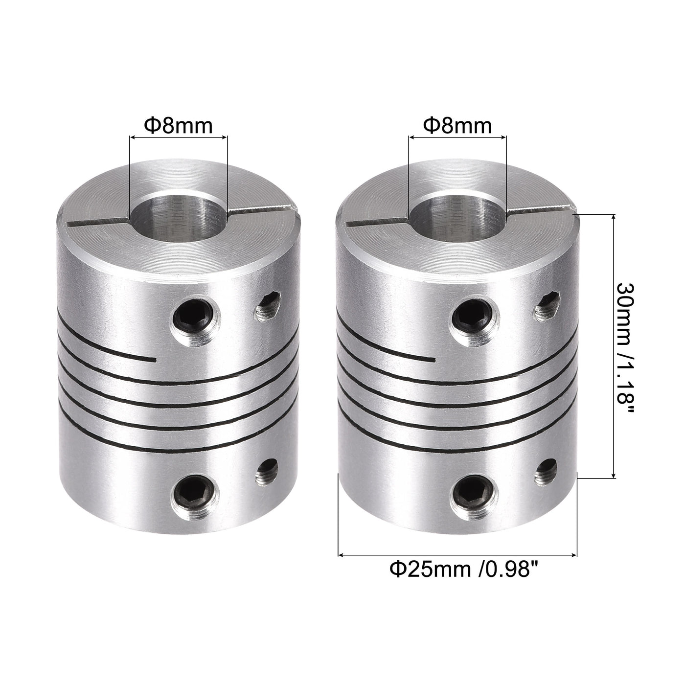 uxcell Uxcell 2PCS Motor Shaft 8mm to 8mm Helical Beam Coupler Coupling 25mm Dia 30mm Length