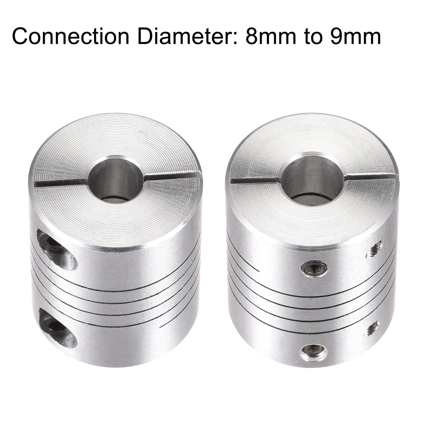 uxcell Uxcell 2PCS Motor Shaft 8mm to 9mm Helical Beam Coupler Coupling 25mm Dia 30mm Length