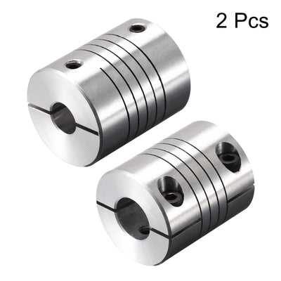 Harfington Uxcell 2PCS Motor Shaft 8mm to 12mm Helical Beam Coupler Coupling 25mm Dia 30mm Length