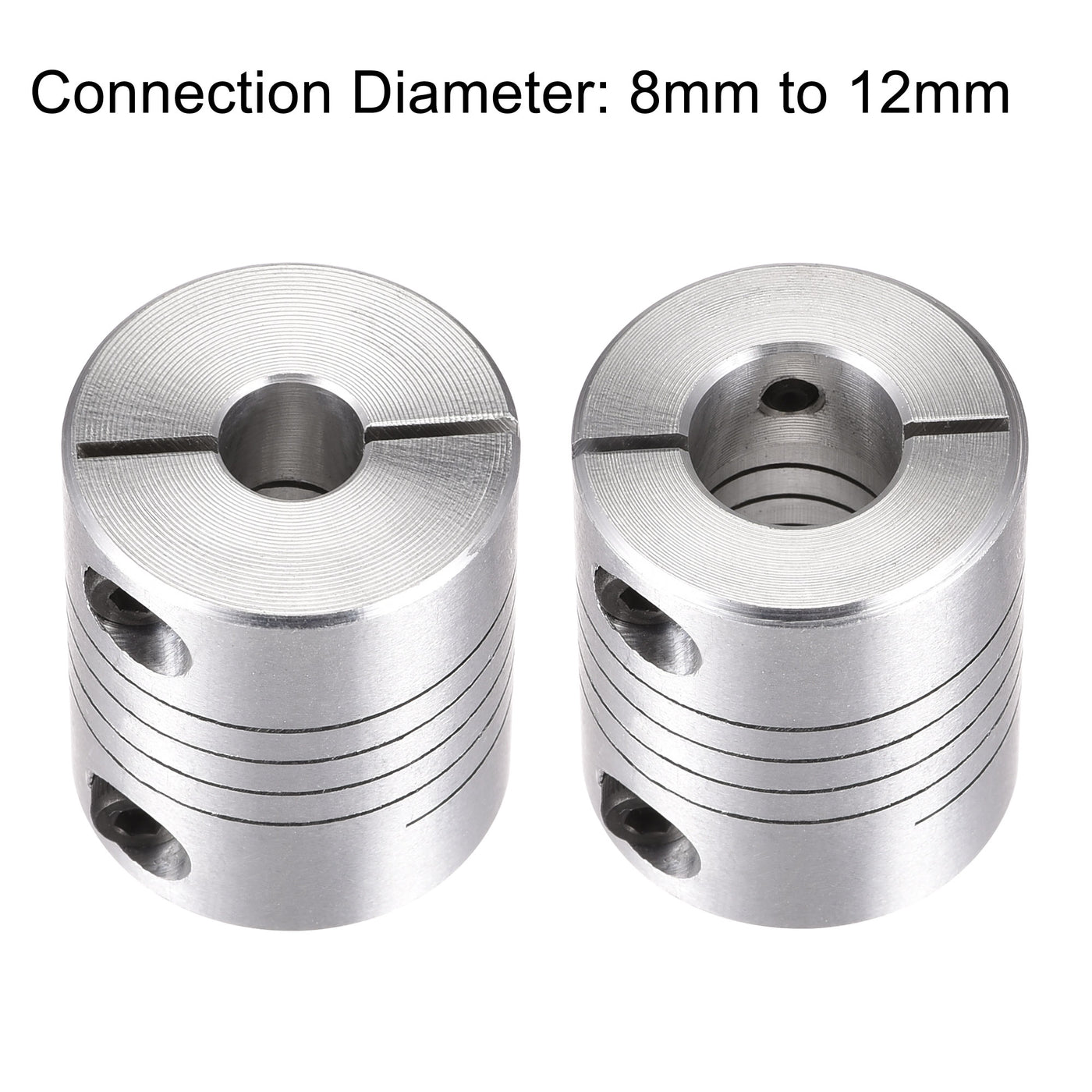 uxcell Uxcell 2PCS Motor Shaft 8mm to 12mm Helical Beam Coupler Coupling 25mm Dia 30mm Length