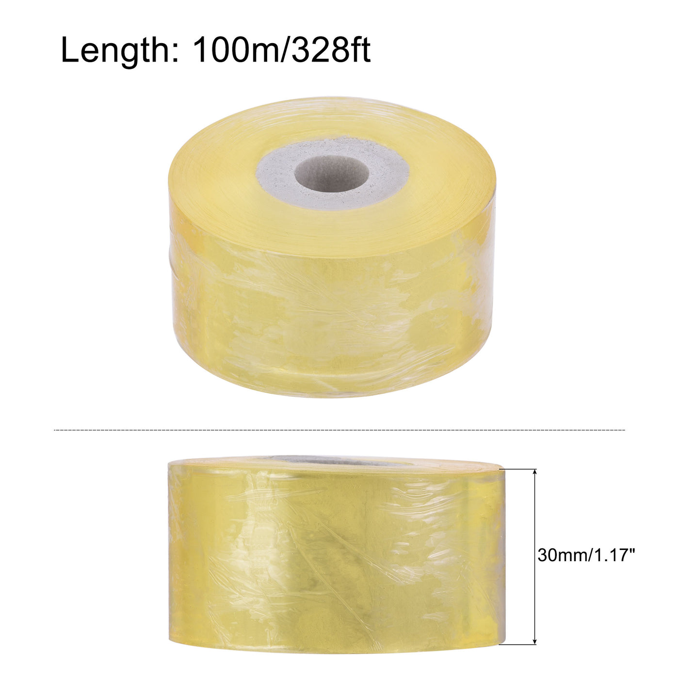 Uxcell Uxcell Grafting Tape PE Self-Adhesive 20mm x100m for Garden Trees Yellow 2 Pcs
