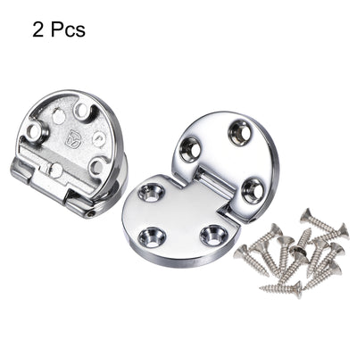 Harfington Uxcell 1.85x1.16inch Flip Hinges 90 Degree for Sewing Machine Folding Table with Screws Zinc Alloy Silver Tone 2Pcs