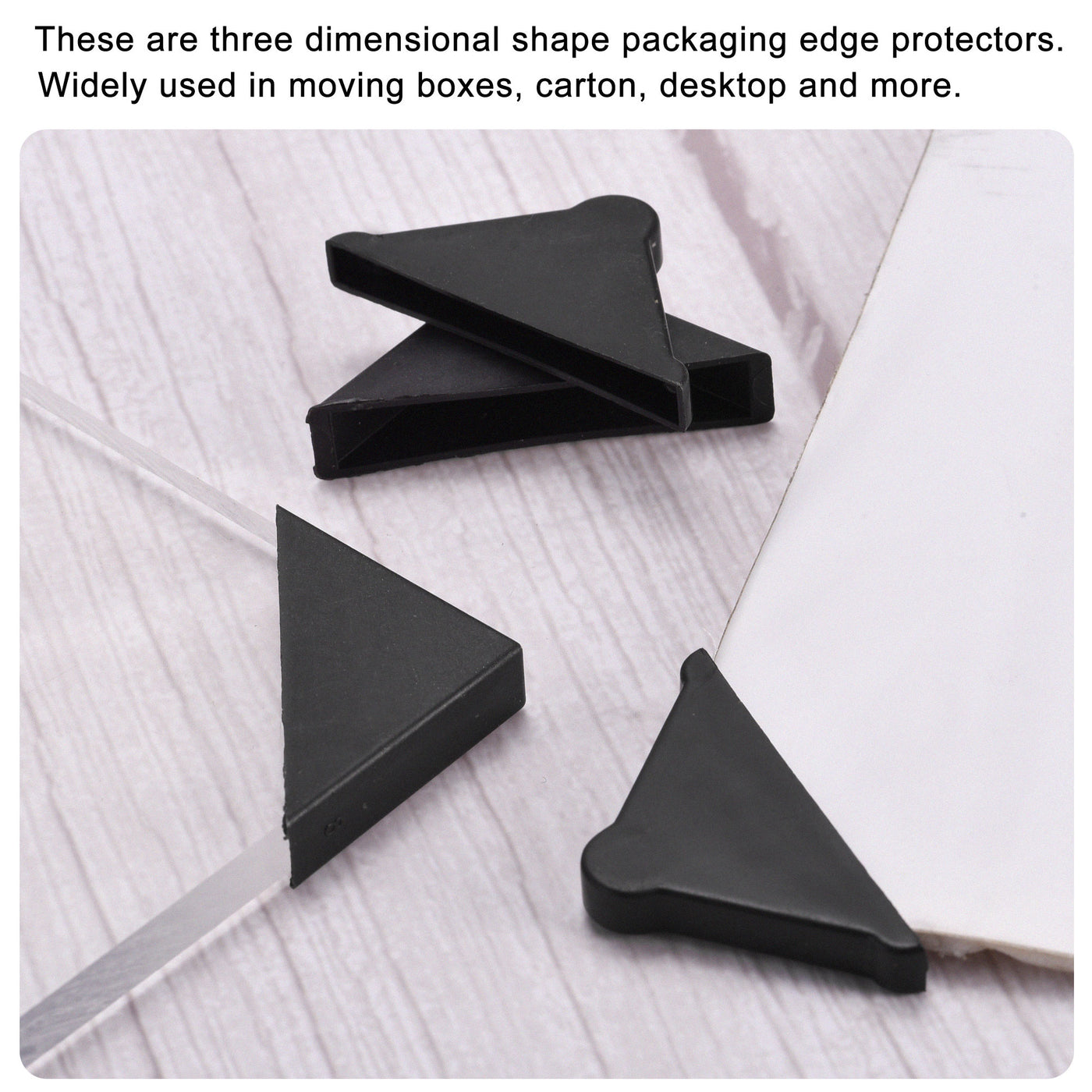 Harfington PP Corner Protector Triangle 37x3mm for Ceramic, Glass, Metal Sheets Black 50pcs
