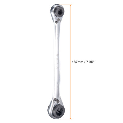 Harfington Uxcell 4 in 1 Reversible Ratcheting Wrench, 16-17-18-19mm Double Box End, 72 Teeth