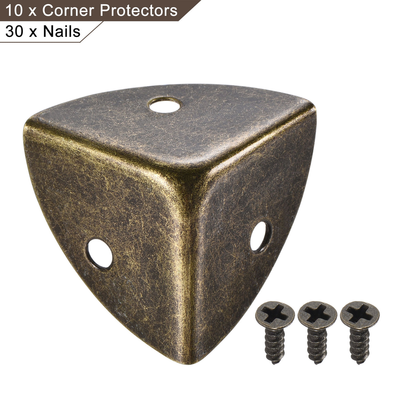 uxcell Uxcell 30x30x30mm Metal Box Corner Protectors Edge Guard Iron Bronze Tone 10pcs