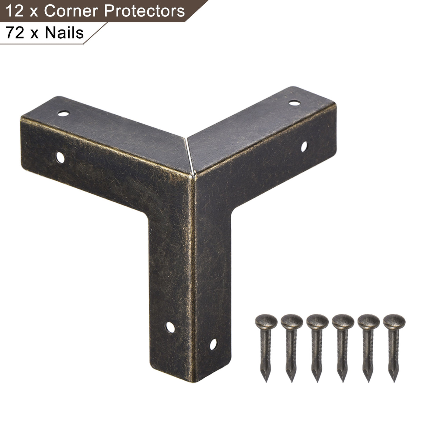 uxcell Uxcell 33x33x33mm Metal Box Corner Protectors Edge Guard Bronze Tone 12pcs