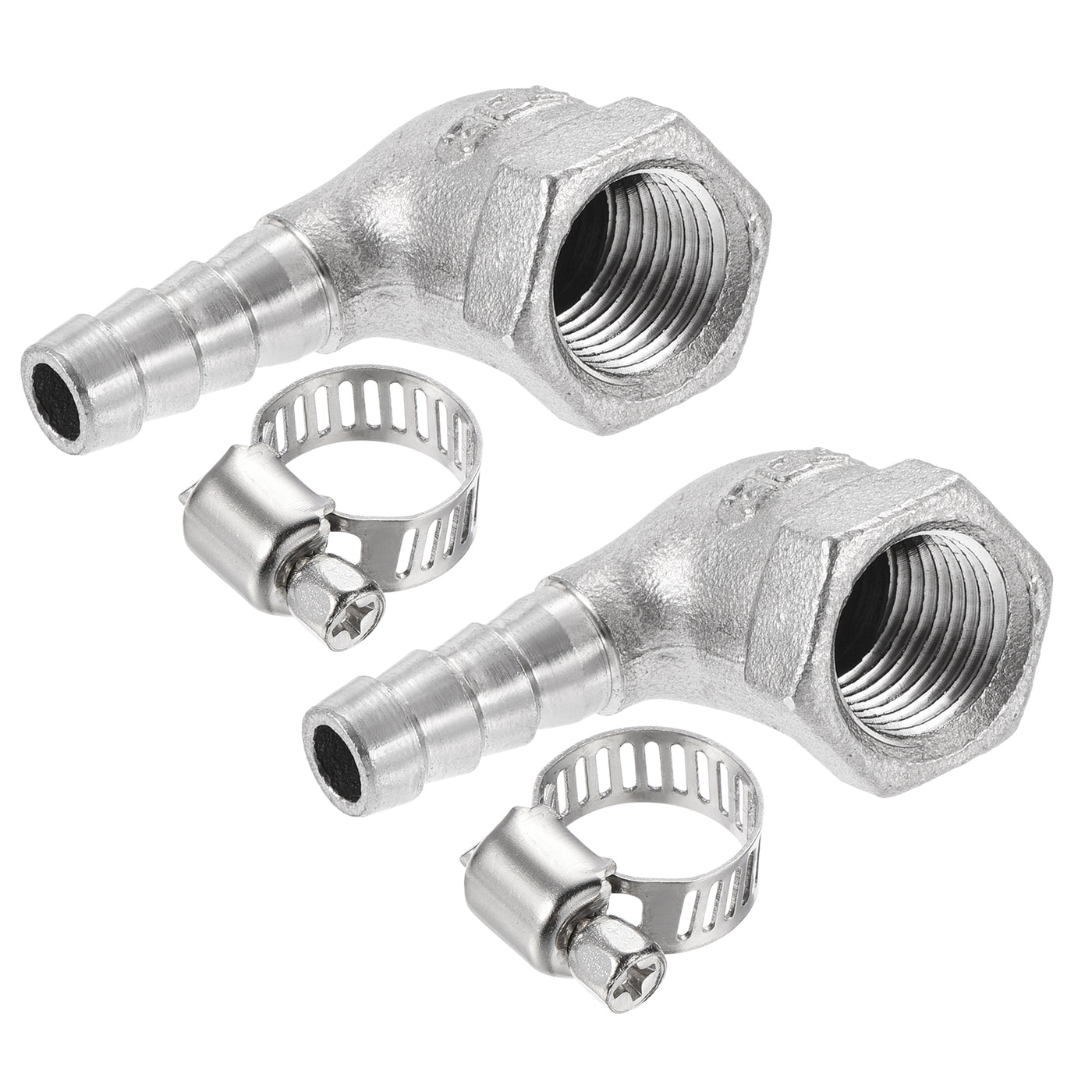 Harfington Hose Barb Fittings Elbow Female Thread Right Angle Pipe Connector with Hose Clamp