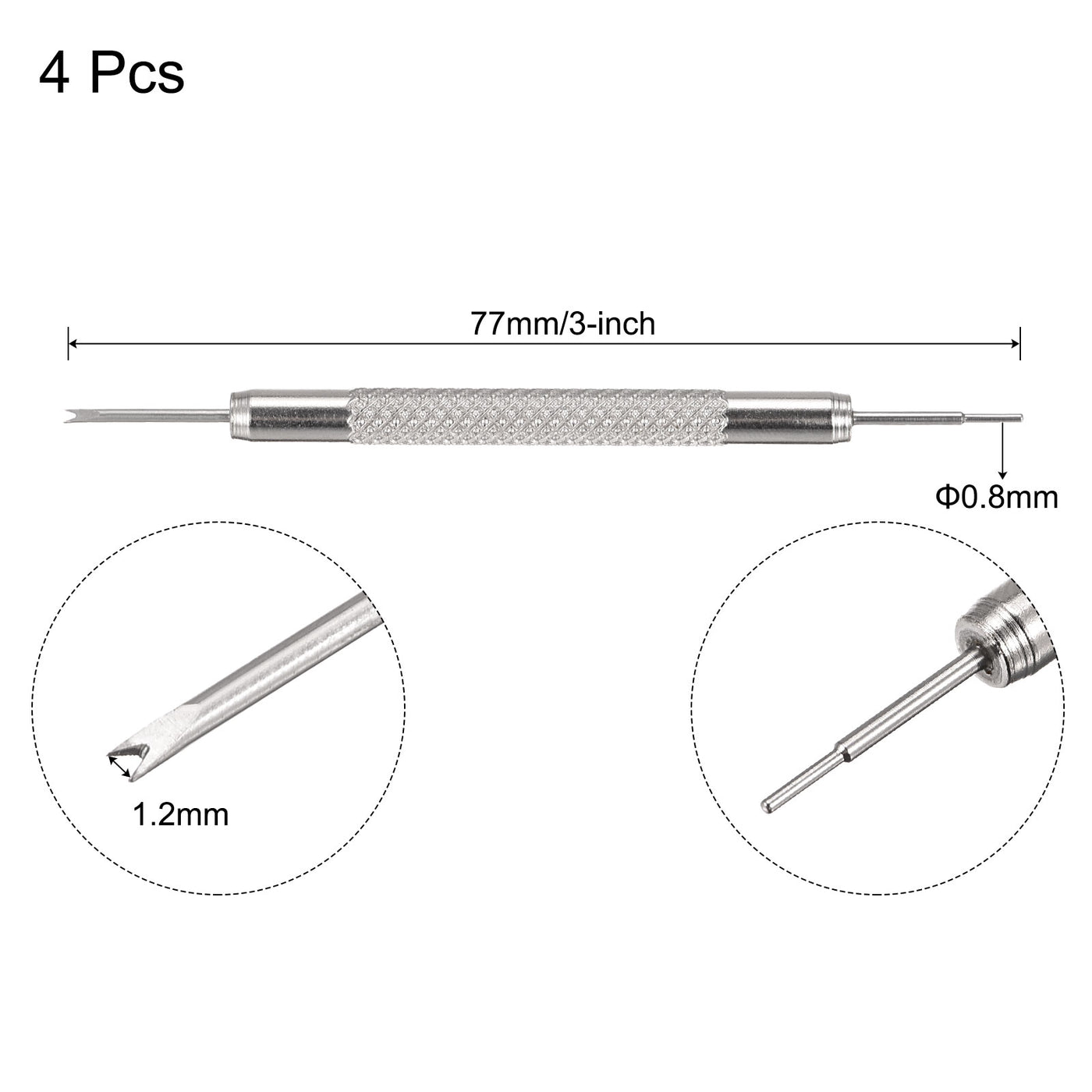 uxcell Uxcell Watch Spring Bar Tool 0.8mm Pin Dia Watch Spring Link Pin Removal Tool for Watch Repair 4 Pcs