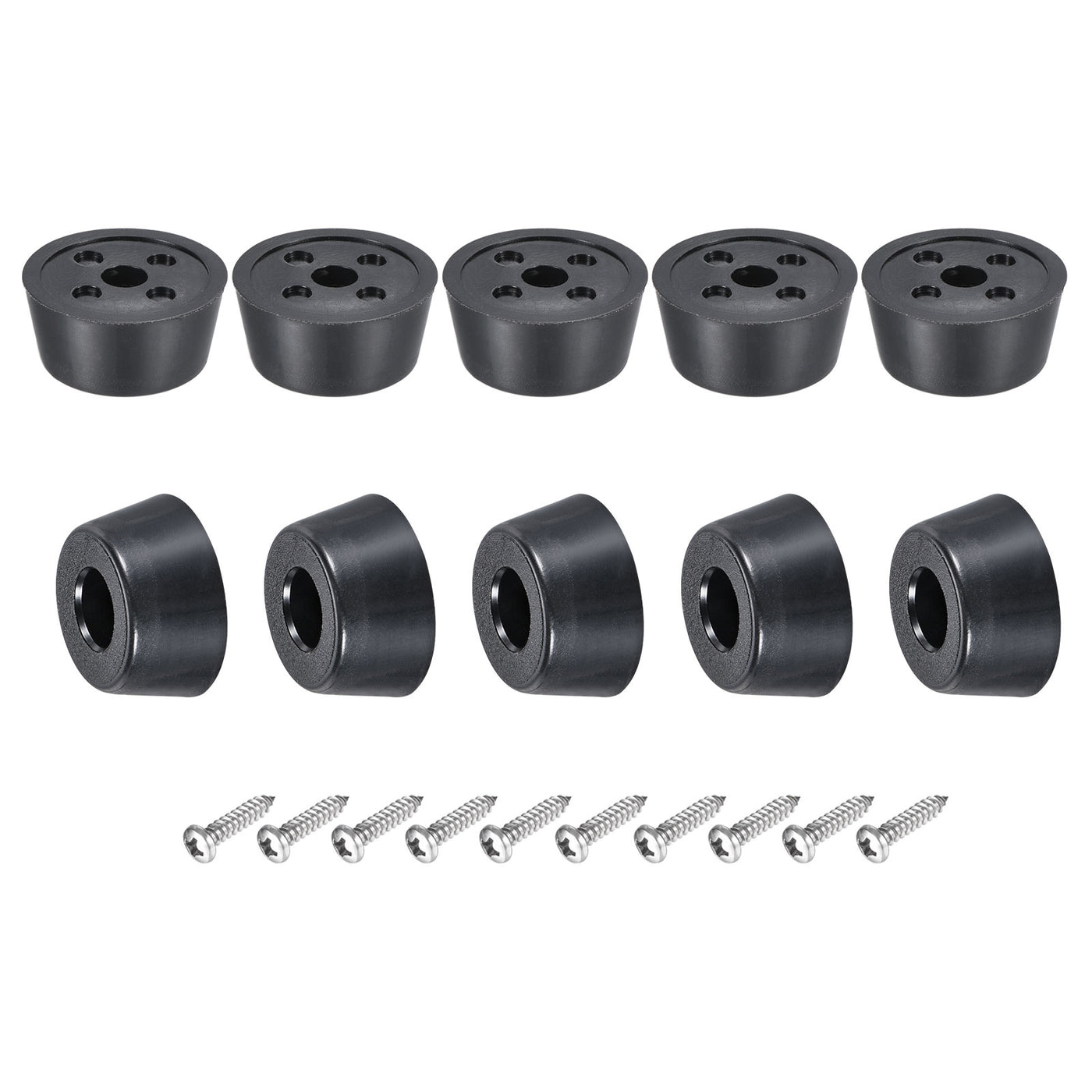 uxcell Uxcell Rubber Bumper Feet, 0.39" H x 0.87" W Round Pads with Stainless Steel Washer and Screws for Furniture, Appliances, Electronics 10 Pcs