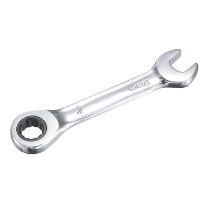 Harfington Uxcell Stubby Ratcheting Combination Wrench Metric 72 Teeth Box Ended Tools, CR-V