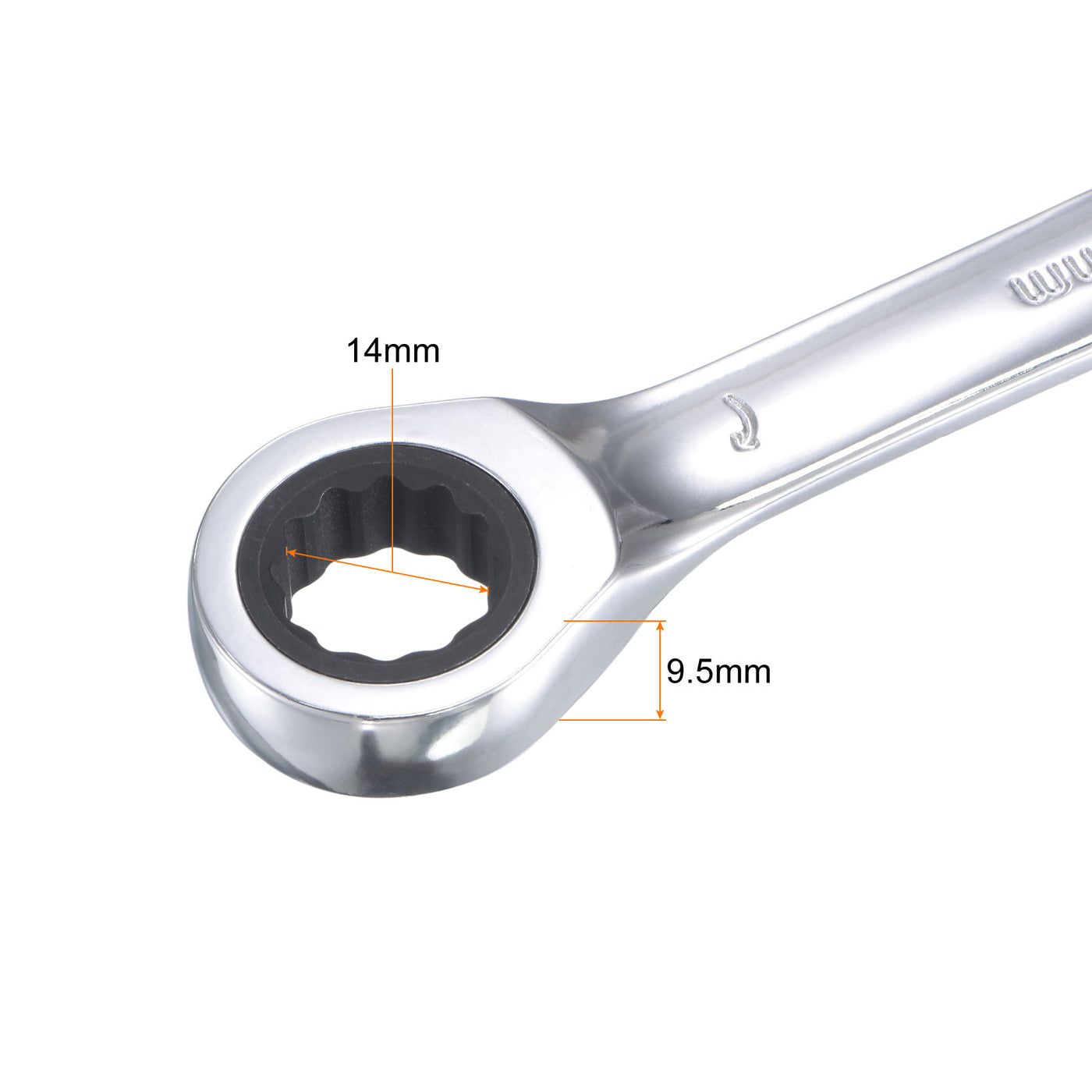 uxcell Uxcell Stubby Ratcheting Combination Wrench 72 Teeth Box Ended Tools, CR-V