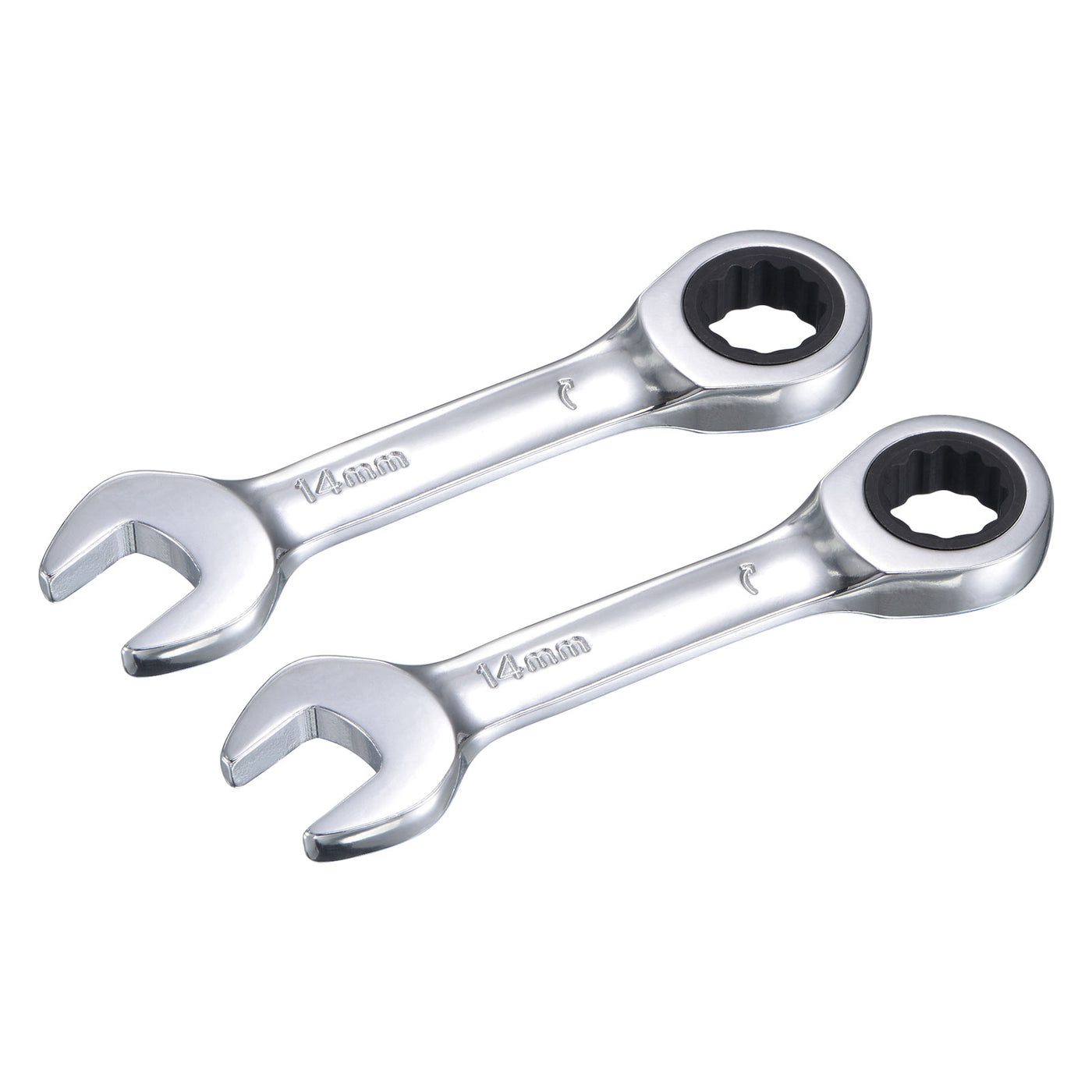 uxcell Uxcell Stubby Ratcheting Combination Wrench 72 Teeth Box Ended Tools, CR-V
