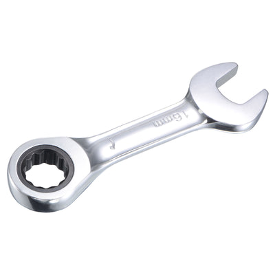 Harfington Uxcell Stubby Ratcheting Combination Wrench 72 Teeth Box Ended Tools, CR-V