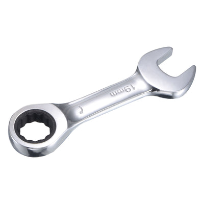 Harfington Uxcell Stubby Ratcheting Combination Wrench 72 Teeth Box Ended Tools, CR-V