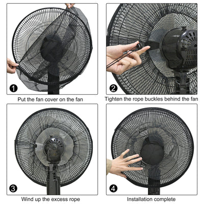 Harfington Fan Dust Cover, 450mm 18 Inch Washable Reusable Dustproof Mesh Protection Guard Net, Black