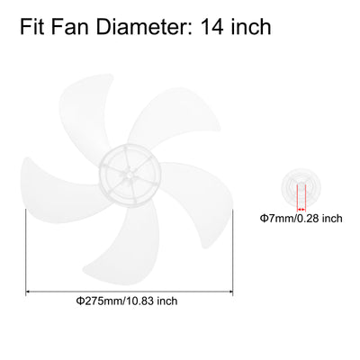 Harfington Plastic Fan Vane Replacement 5 Vanes with Nut Cover 12 Inch Translucent White