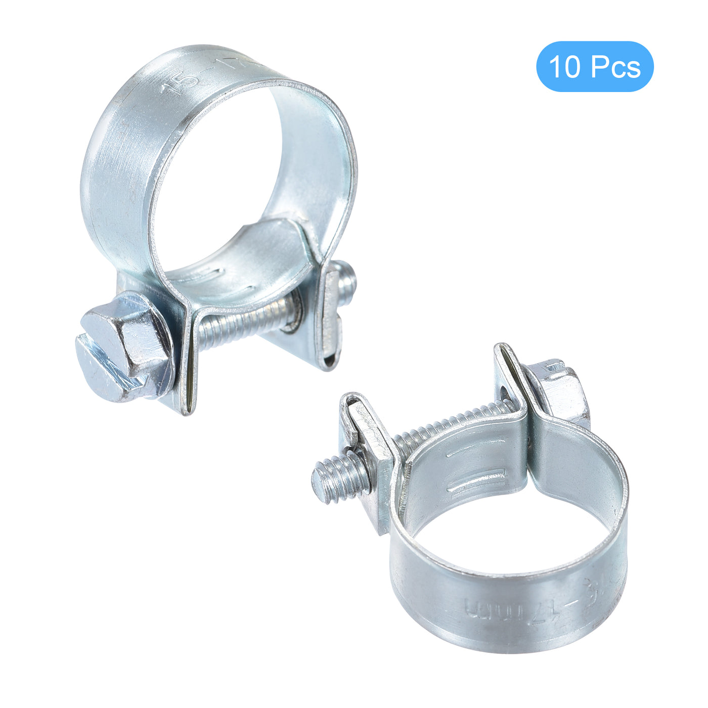 Uxcell Uxcell 19-21mm Mini Fuel Injection Hose Clamp Zinc Plated Steel Fuel Line Clamp 10pcs