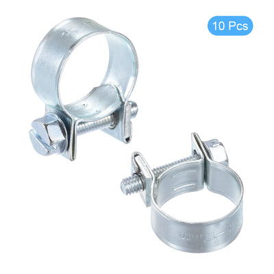 Harfington Uxcell 19-21mm Mini Fuel Injection Hose Clamp Zinc Plated Steel Fuel Line Clamp 10pcs