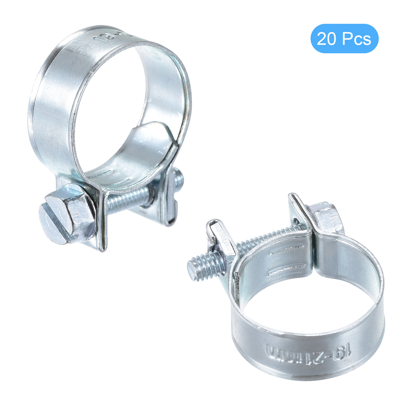 Uxcell Uxcell 19-21mm Mini Fuel Injection Hose Clamp Zinc Plated Steel Fuel Line Clamp 20pcs