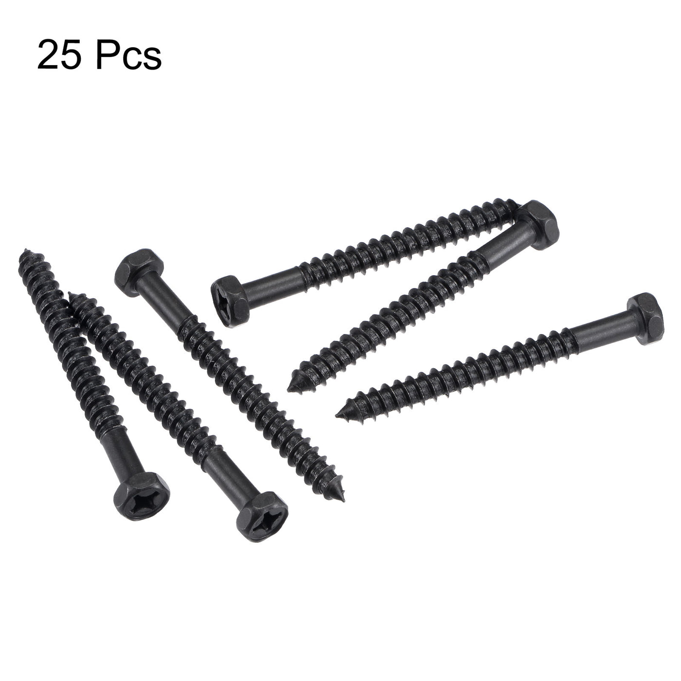 Uxcell Uxcell Hex Lag Screws 1/4" x 2-3/4" Carbon Steel Half Thread Self-Tapping 25pcs
