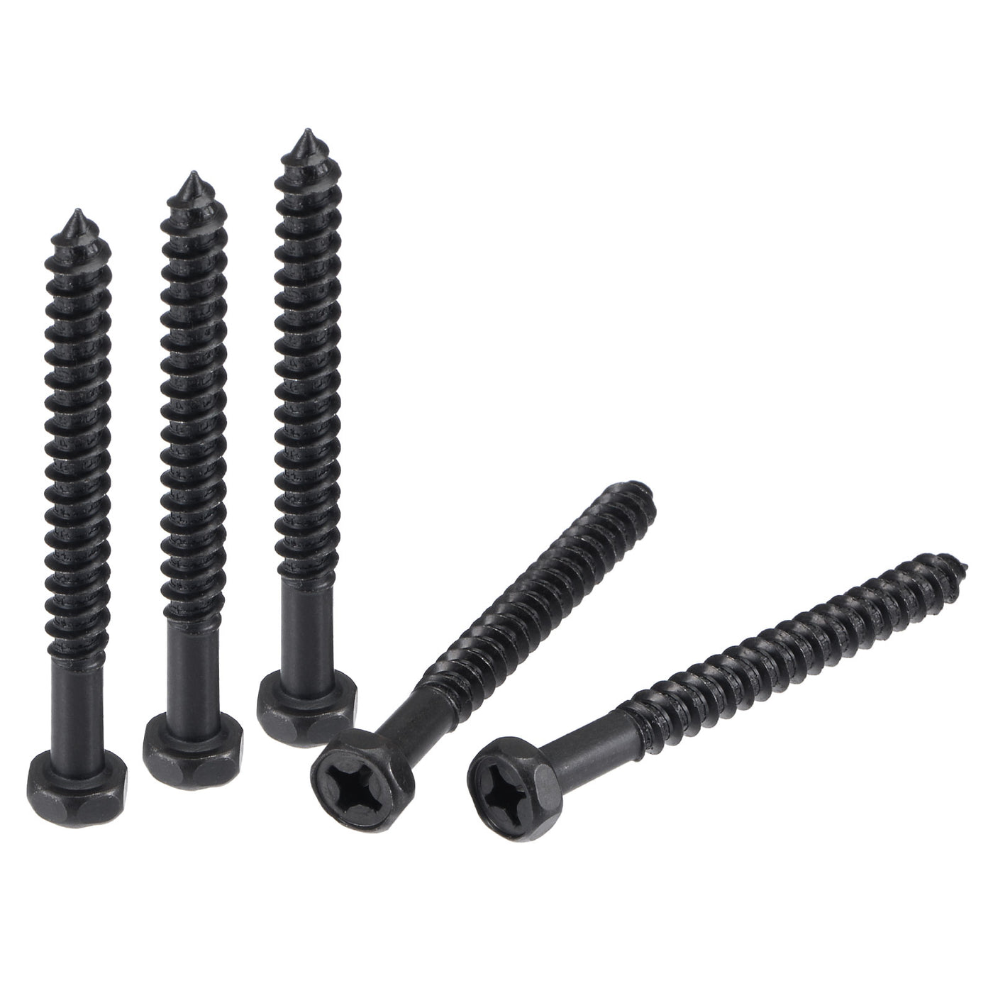 Uxcell Uxcell Hex Lag Screws 1/4" x 2-3/4" Carbon Steel Half Thread Self-Tapping 25pcs