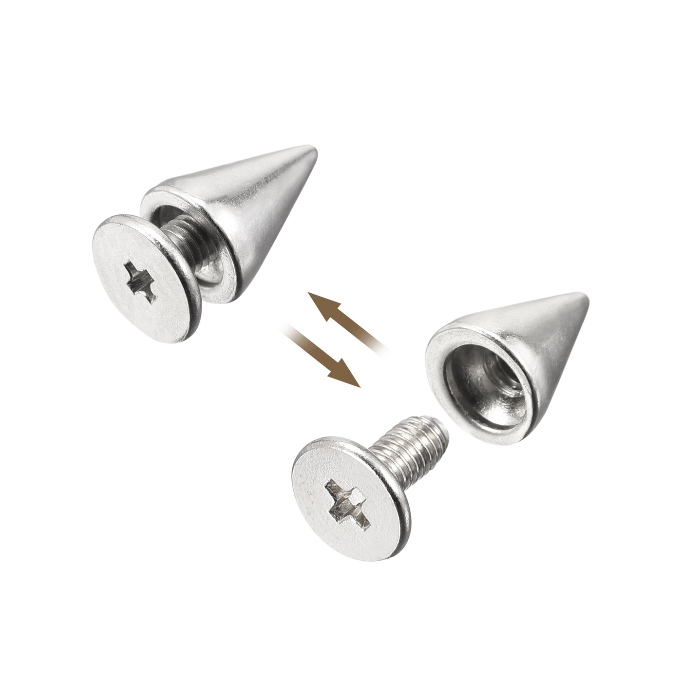 Uxcell Uxcell 7x9mm Screw Back Stud Rivets Spikes Zinc Alloy for DIY Silver Tone 50 Sets