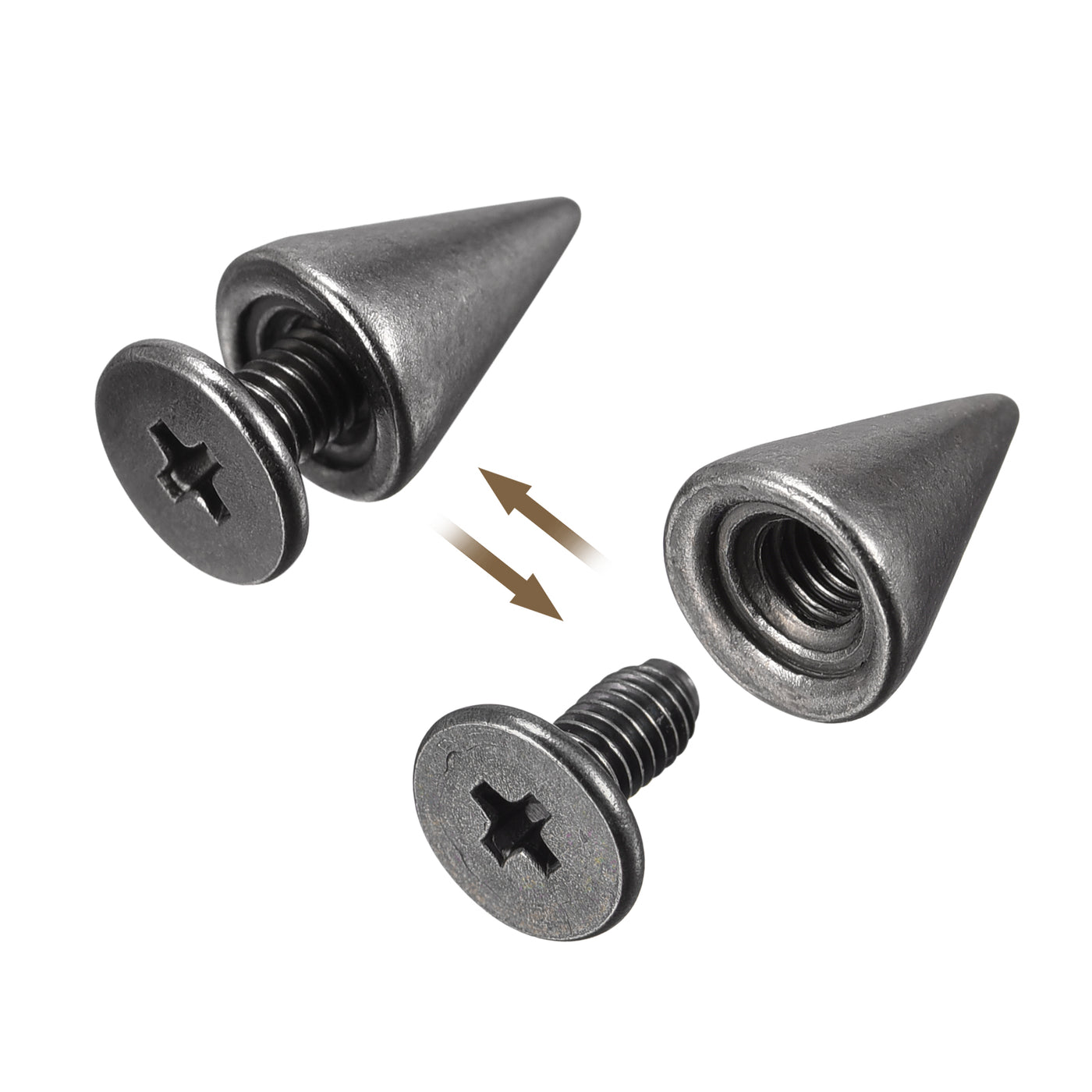 Uxcell Uxcell 7x9mm Screw Back Stud Rivets Spikes Zinc Alloy for DIY Dark Gray 20 Sets