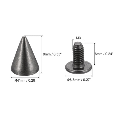 Harfington Uxcell 7x9mm Screw Back Stud Rivets Spikes Zinc Alloy for DIY Silver Tone 50 Sets