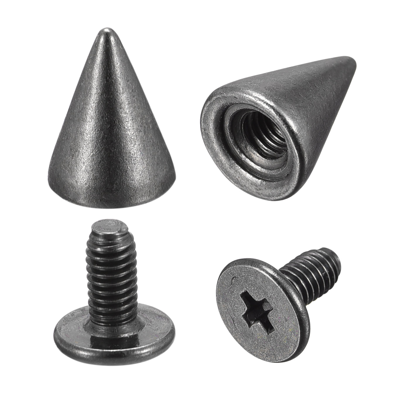 Uxcell Uxcell 7x9mm Screw Back Stud Rivets Spikes Zinc Alloy for DIY Silver Tone 50 Sets