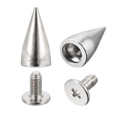 Harfington Uxcell 7x13.5mm Screw Back Stud Rivets Spikes Zinc Alloy for DIY Silver Tone 100 Sets