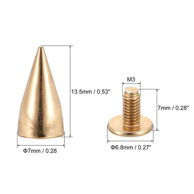 Harfington Uxcell 7x13.5mm Screw Back Stud Rivets Spikes Zinc Alloy for DIY Silver Tone 100 Sets