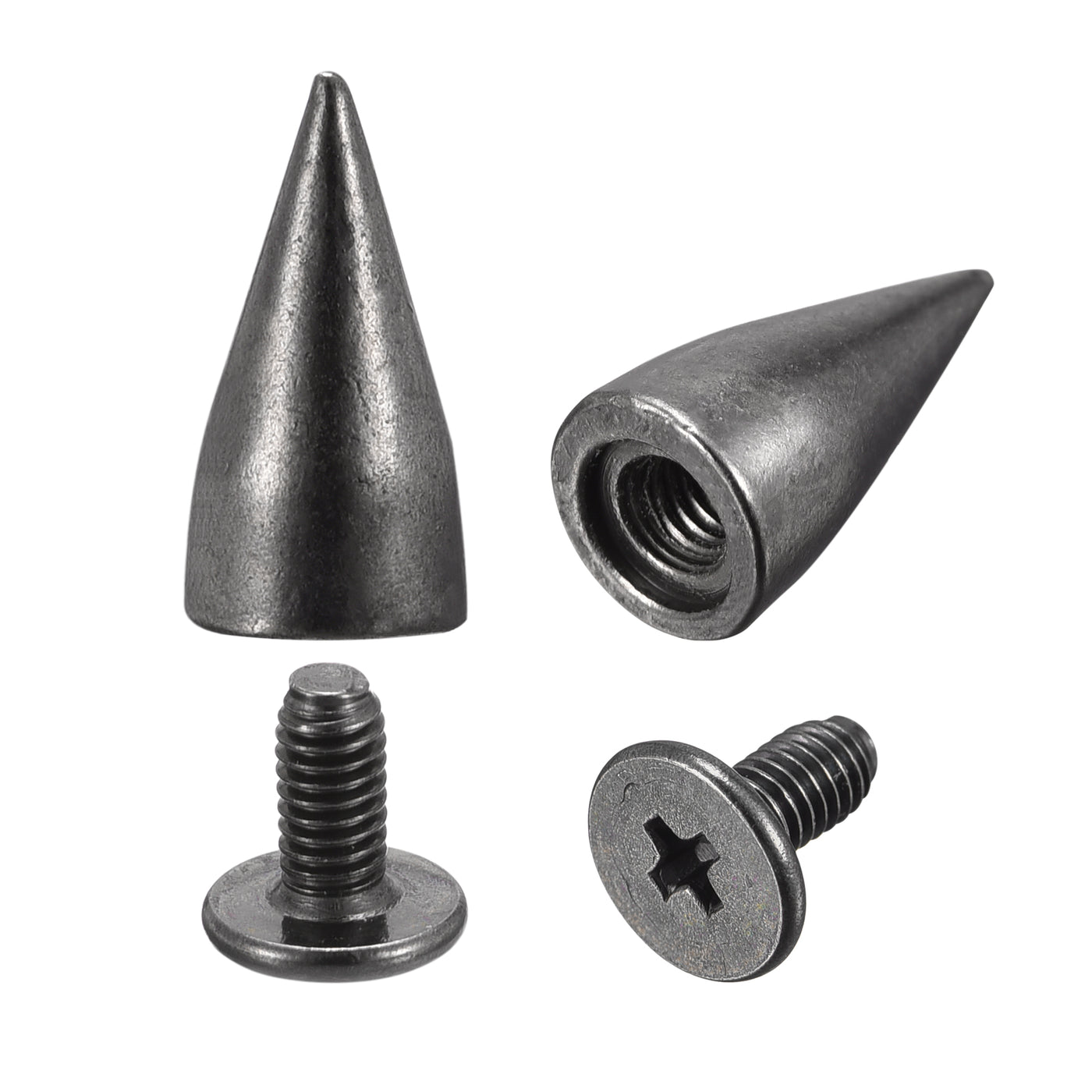 Uxcell Uxcell 7x13.5mm Screw Back Stud Rivets Spikes Zinc Alloy for DIY Silver Tone 100 Sets