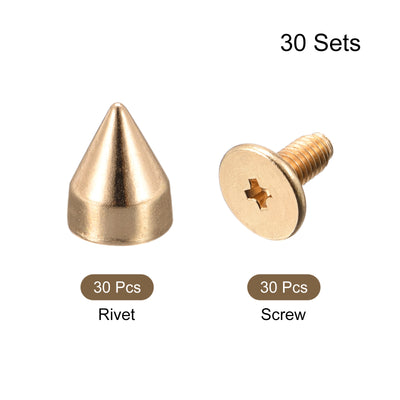 Harfington Uxcell 7x8.5mm Screw Back Stud Rivets Spikes Zinc Alloy for DIY Silver Tone 30 Sets