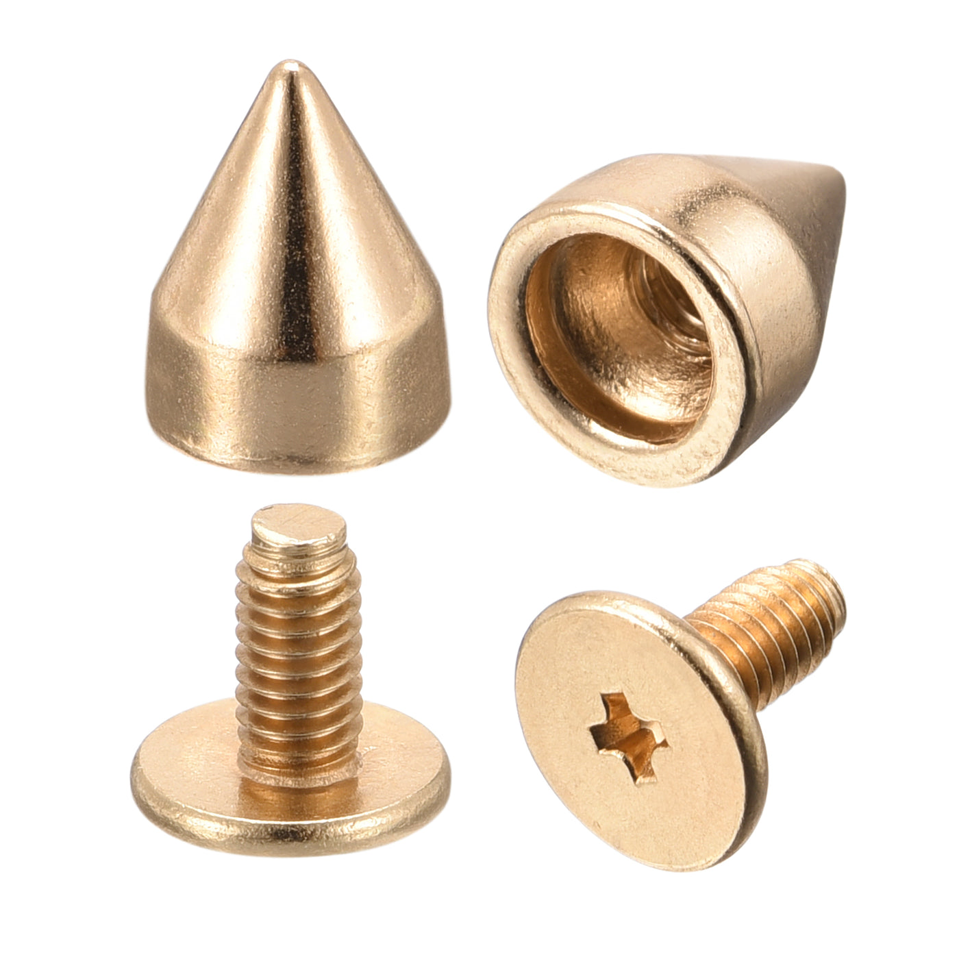Uxcell Uxcell 7x8.5mm Screw Back Stud Rivets Spikes Zinc Alloy for DIY Silver Tone 30 Sets