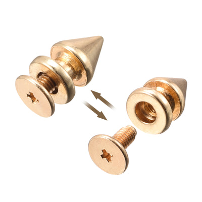 Harfington Uxcell 8x12mm Screw Back Stud Rivets Spikes Zinc Alloy for DIY Gold Tone 100 Sets