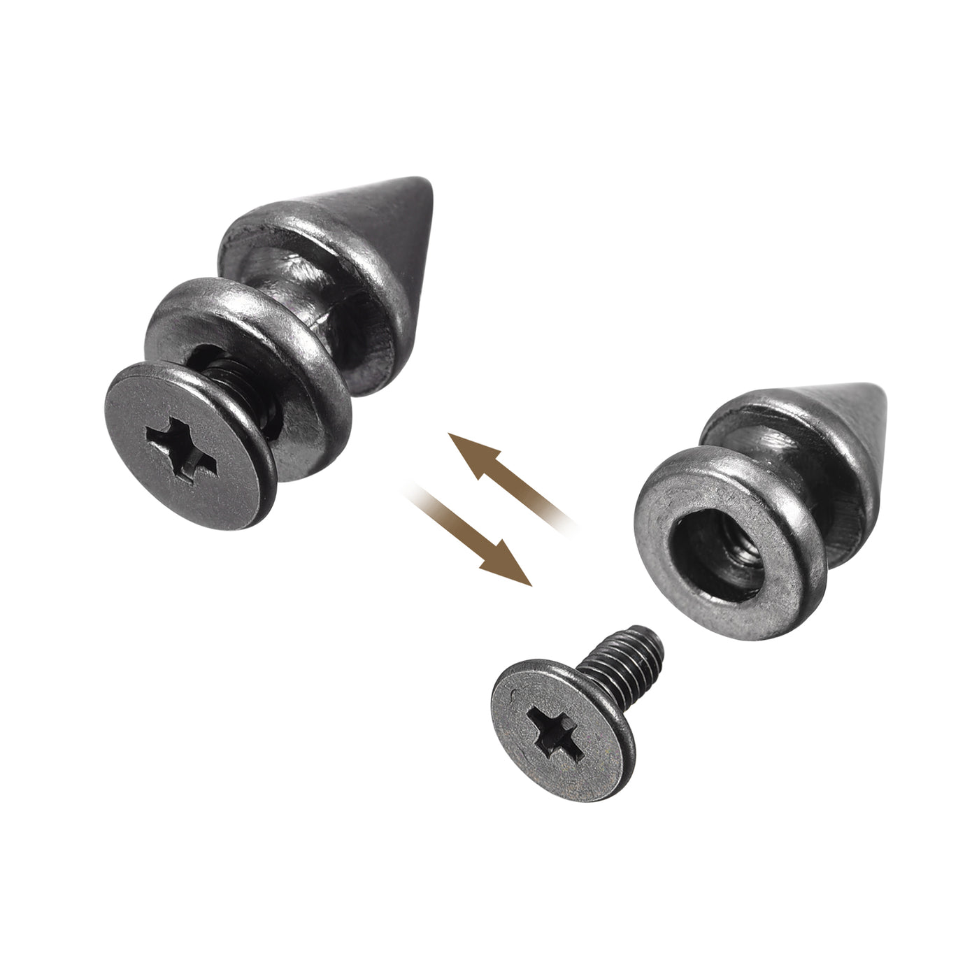Uxcell Uxcell 8x12mm Screw Back Stud Rivets Spikes Zinc Alloy for DIY Dark Gray 50 Sets