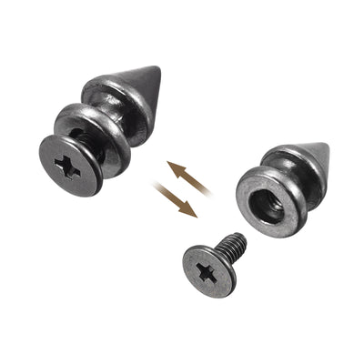 Harfington Uxcell 8x12mm Screw Back Stud Rivets Spikes Zinc Alloy for DIY Dark Gray 50 Sets