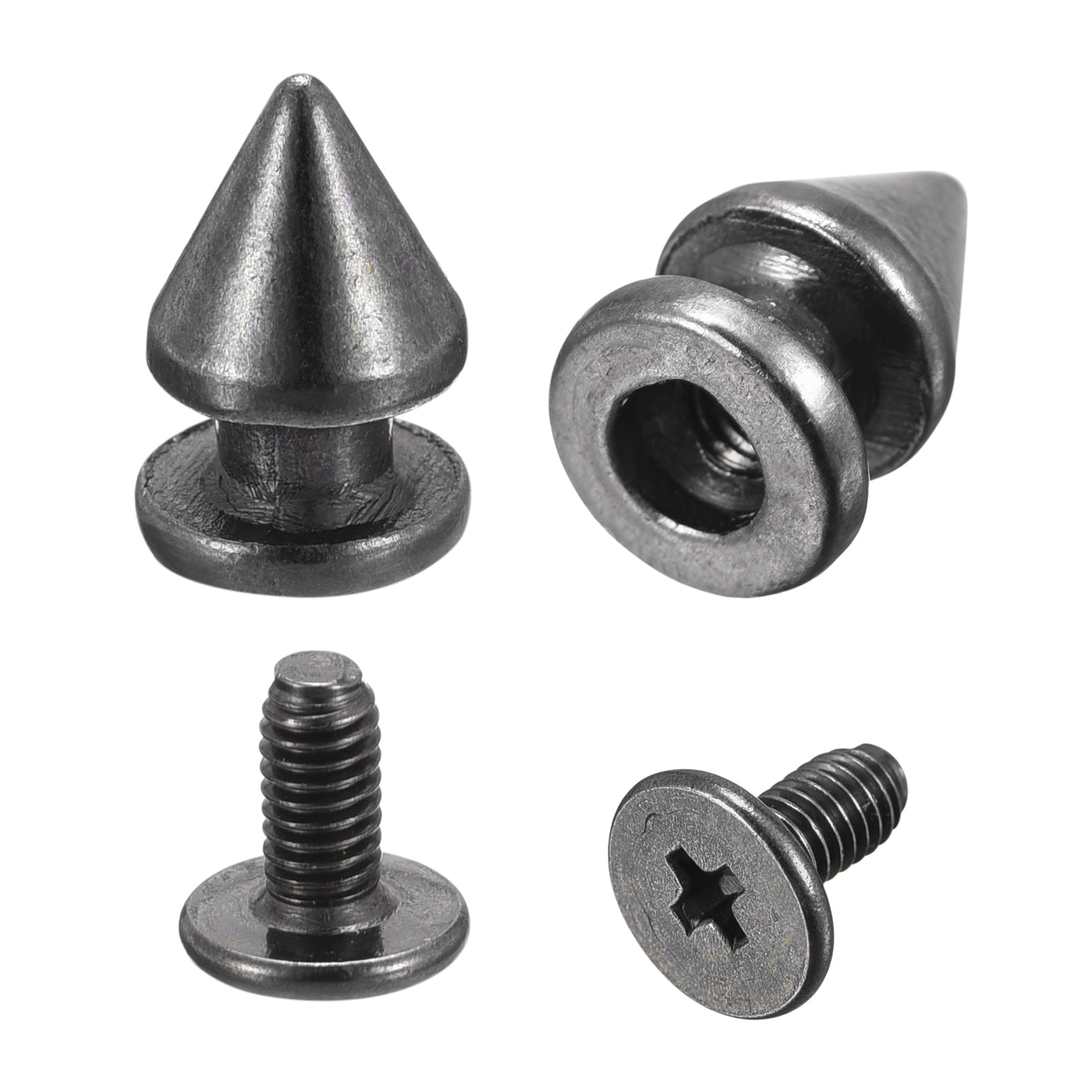 Uxcell Uxcell 8x12mm Screw Back Stud Rivets Spikes Zinc Alloy for DIY Gold Tone 100 Sets