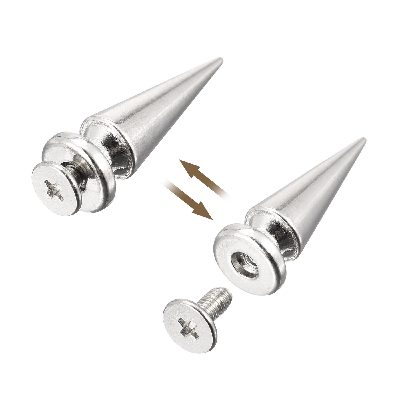 uxcell Uxcell 10x26mm Screw Back Stud Rivets Spikes Zinc Alloy for DIY Silver Tone 50 Sets