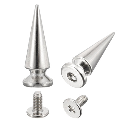 Harfington Uxcell 10x26mm Screw Back Stud Rivets Spikes Zinc Alloy for DIY Silver Tone 50 Sets