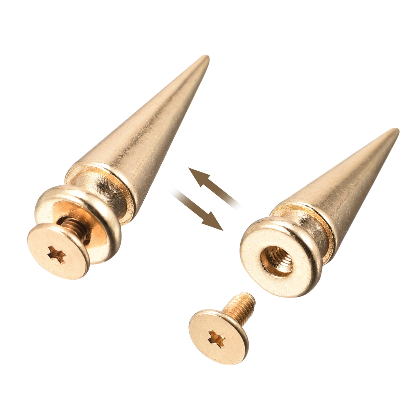 Uxcell Uxcell 10x29mm Screw Back Stud Rivets Spikes Zinc Alloy for DIY Gold Tone 30 Sets