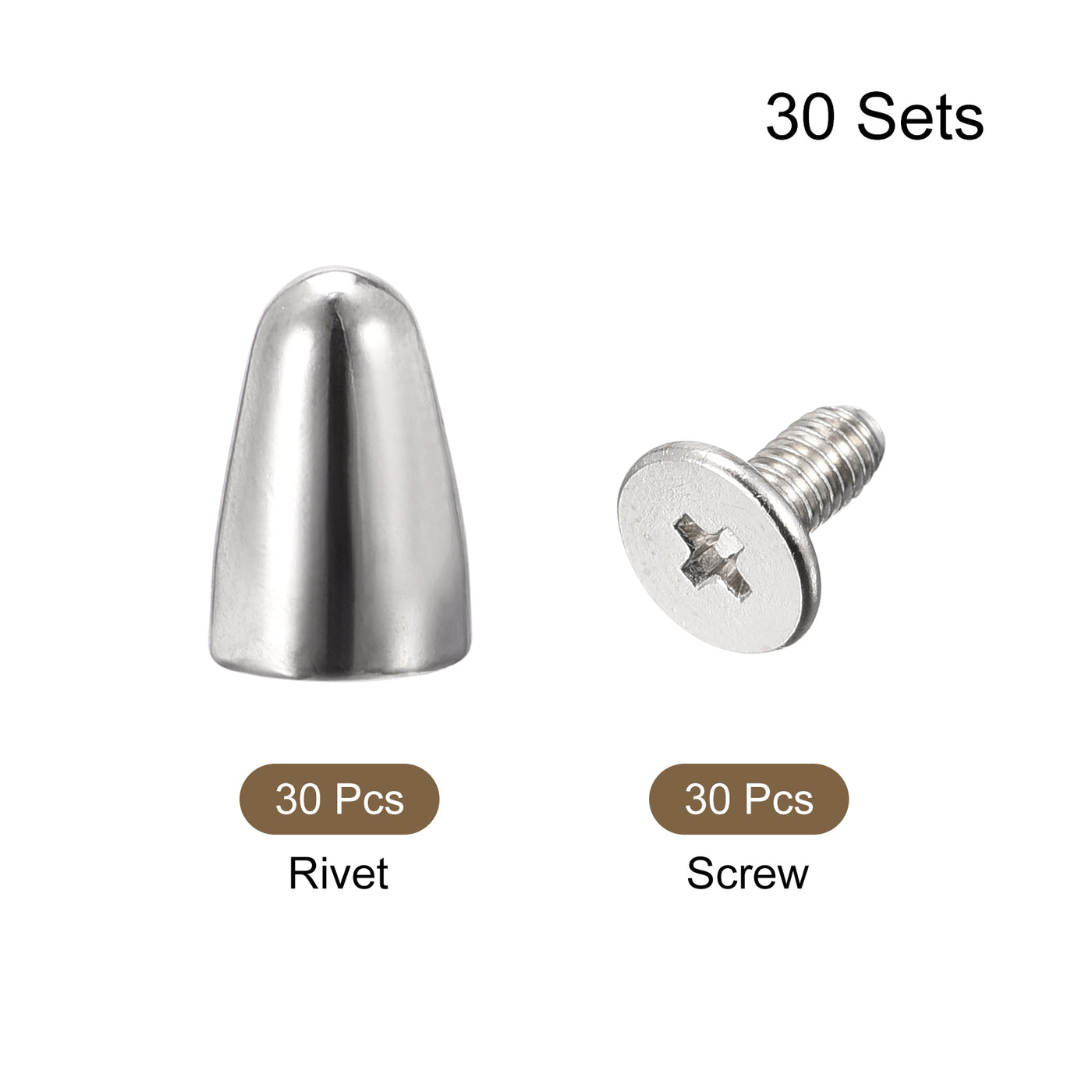 uxcell Uxcell 6.3x9mm Screw Back Stud Rivets Spikes Zinc Alloy for DIY Silver Tone 30 Sets