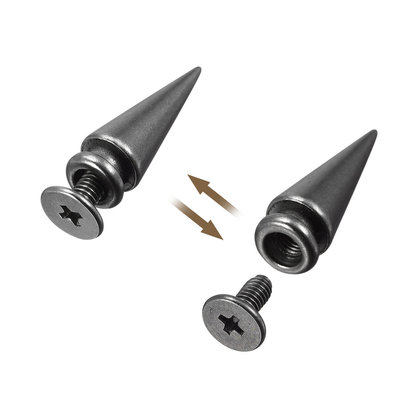 Uxcell Uxcell 7x20mm Screw Back Stud Rivets Spikes Zinc Alloy for DIY Dark Gray 20 Sets