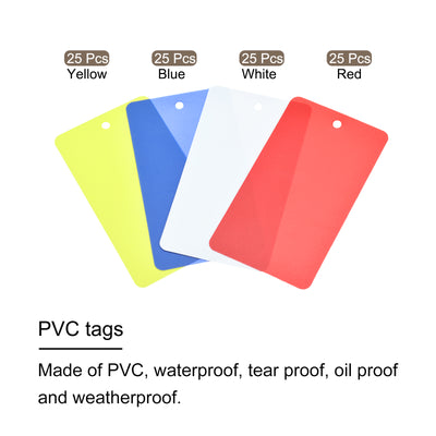 Harfington Waterproof Wires Plastic Shipping Tags,1.95x3.51 Inch 4 Colors 100pcs