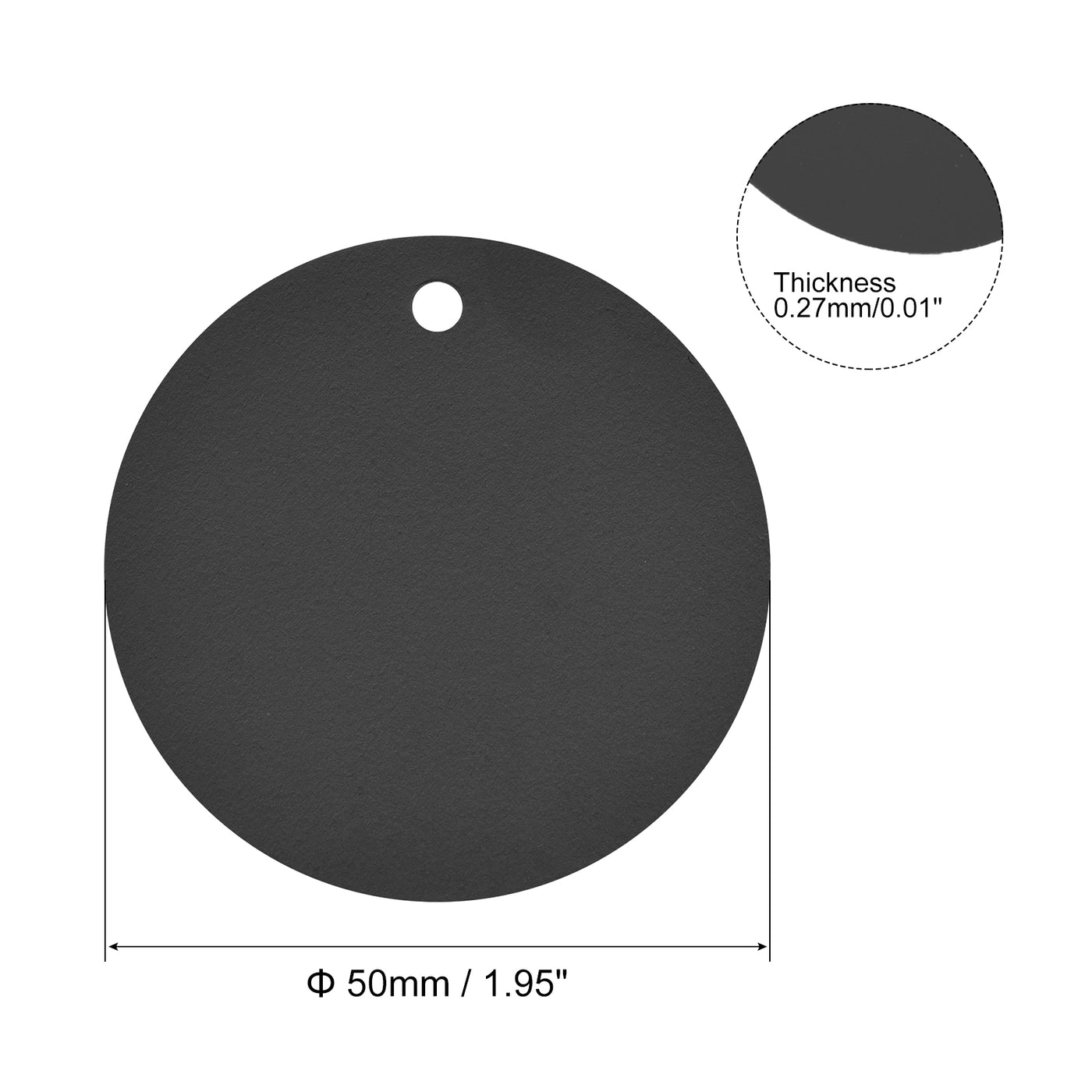 Harfington 1.95 inch Round Plastic Tags Tear Proof Waterproof Price Tags w Tie Black 25 pcs