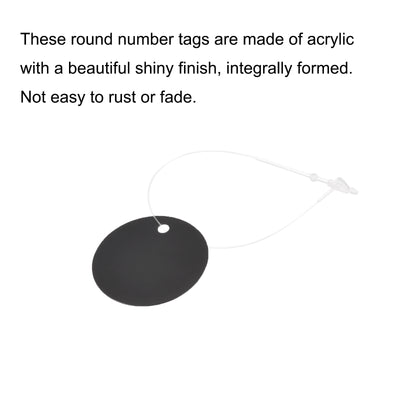 Harfington 1.95 inch Round Plastic Tags Tear Proof Waterproof Price Tags w Tie Black 50 pcs